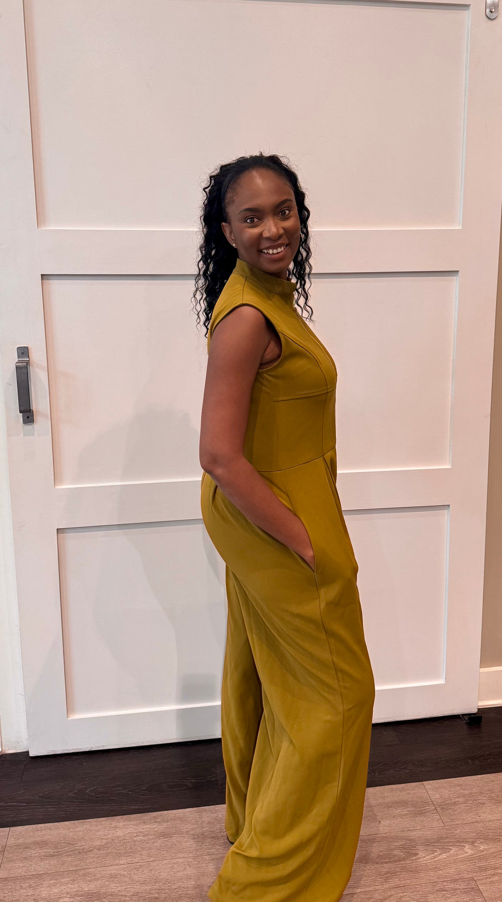 After hours olive jumpsuit